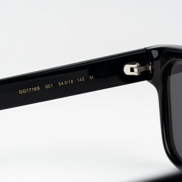 NEW Gucci GG1716S 001 Black Grey Square Unisex Sunglasses main image 8